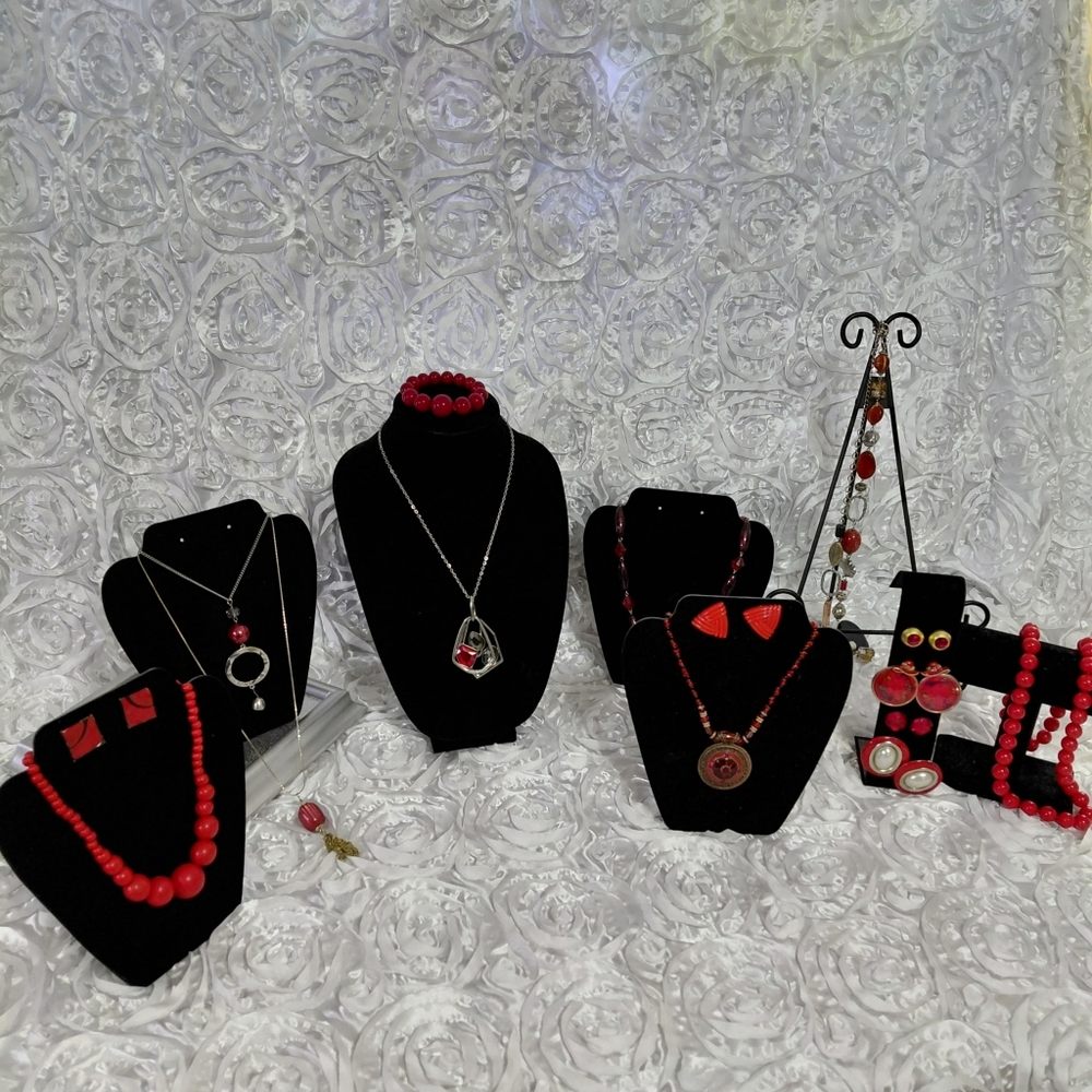 Elegant Red Costume Jewelry Set